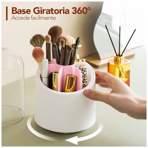 Organizador de Maquillaje Giratorio con Tapa Rosado LS4