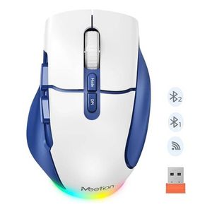 Mouse BTM001 MEETION Inalámbrico Bluetooth Recargable y Ergonómico Azul