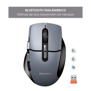 Mouse BTM001 MEETION Inalámbrico Bluetooth Recargable y Ergonómico Negro