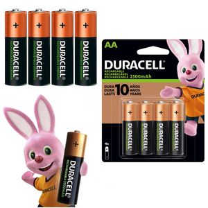 Pilas AA Recargables DURACELL 2500mAh Blister x 4 Unidades Baterias