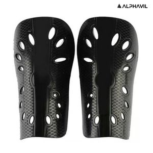 Combo Canilleras de protección fútbol Adulto + Inflador Bicicleta Negro