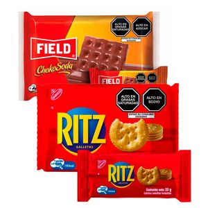 Pack Galletas Saladas RITZ sabor Original Paquete 6un + Galletas FIELD ChokoSoda Paquete 6un