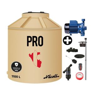COMBO Tanque de agua Arena Pro 1100 litros + Kit de Accesorios + Electrobomba Centrífuga Werken 1 HP 100L/min Metal
