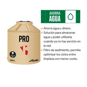 COMBO Tanque de agua Arena Pro 1100 litros + Kit de Accesorios + Electrobomba Centrífuga Werken 1 HP 100L/min Metal
