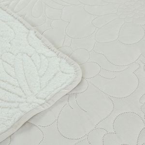 Cubrecama OI25 Velvet Sherpa Beige 1.5 Plazas