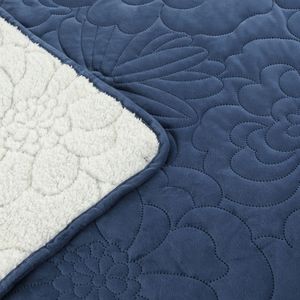 Cubrecama OI25 Velvet Sherpa Azul Queen