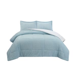 Edredón OI25 Flannel Zigzag Sherpa Azul Acero 2 Plazas