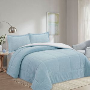 Edredón OI25 Flannel Zigzag Sherpa Azul Acero 2 Plazas