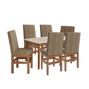 Juego de Comedor 2020 Home 1.60X0.90  Canela/Off White 6 Sillas Canela / Cacao