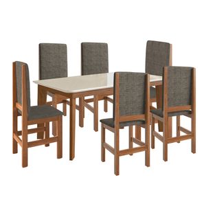 Juego de Comedor 2020 Home 1.60X0.90  Canela/Off White 6 Sillas Canela / Linho