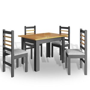 Juego de Comedor 2020 Home 1.14X0.84 Gris/Natural 4 Sillas