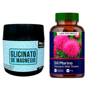 Glicinato de Magnesio 200 g + Silimarina 100 Cápsulas Lima Naturals