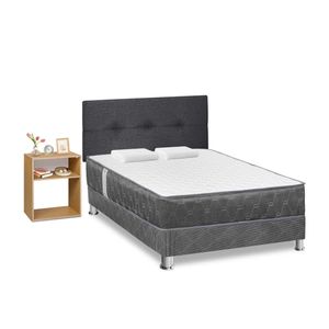 Dormitorio Acqua 2 Plazas + Velador Turin Beige + Respaldo