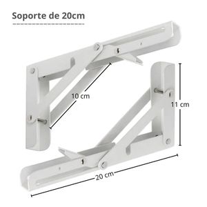 Repisa, Soporte, Ángulo Plegable Push 20cm Pack X4