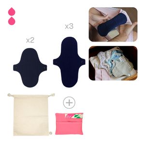 Toalla Higiénica de Tela Bamboo Balance Pack Flujo Leve Azul Marino