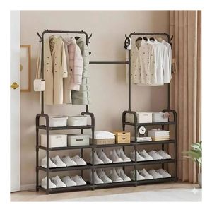 Perchero Colgador Organizador Estante Ropa 3 Cuerpos AJ330666 Negro