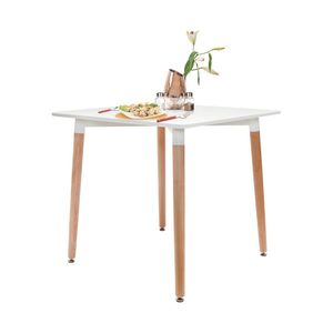 Juego De Comedor Square Blanco 80 Cm 4 Personas Silla Eames Negro Ofideas