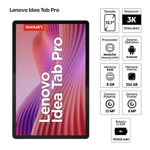 Tablet Lenovo Idea Tab Pro 12.7" 256GB, 8GB RAM, cámara principal 13MP, frontal 8MP, 10200 mAh, gris + Teclado + Lapiz + Audífonos