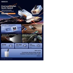 Cargador portátil Remax modelo rpp-673 10000mah pd20w qc22.5w plata