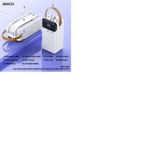 Cargador portátil Remax modelo rpp 565 60000mah pd 20w qc 22.5w blanco