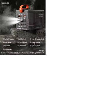 Cargador portátil Remax modelo  rpp 609 con luz led 60000 mah 20w 22.5w  gris