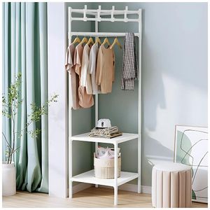 Estante Organizador Colgador de Ropa Esquinero con 2 Repisas 180x42x42cm Blanco