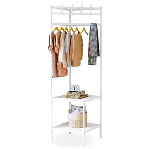 Estante Organizador Colgador de Ropa Esquinero con 2 Repisas 180x42x42cm Blanco