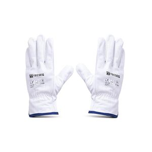 Pack 5 und Guantes de Cuero Badana Blanco AS010 TECSEG Talla 9