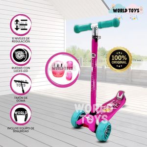 Scooter para niños «RALEY RIDE» con Equipo de Seguridad Rosa