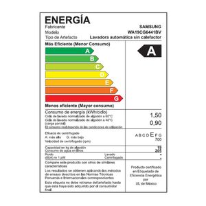 Lavadora Ecobubble WA19CG6441BVPE 19 Kg Negro