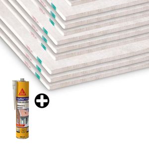 COMBO 10 Placas Fibrocemento Superboard ST 6mm 1.22x2.44 metros + Sellador + Adhesivo Sikaflex-11FC Purform Blanco 300ml