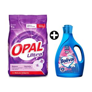 COMBO Detergente en Polvo Opal Ultra 4kg + Suavizante Bolivar 2.8 litros