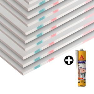 COMBO 10 Placas Fibrocemento Superboard ST 8mm 1.22x2.44 metros + Sellador + Adhesivo Sikaflex-11FC Purform Blanco 300ml
