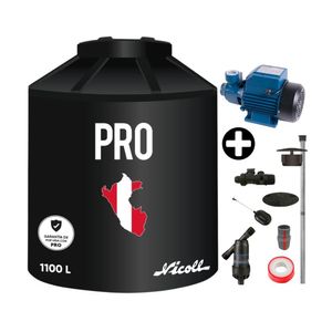 COMBO Tanque de agua Pro 1100 litros Negro + Kit de Accesorios + Electrobomba Periférica Werken 1 HP XKM80-1 40L/min