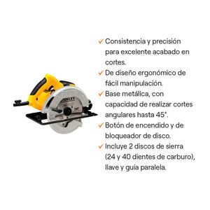 COMBO Stanley: Sierra Circular SC16 1600W + 2 Discos 7-1/4" + Sierra de Mesa 10" 1800W SST1801