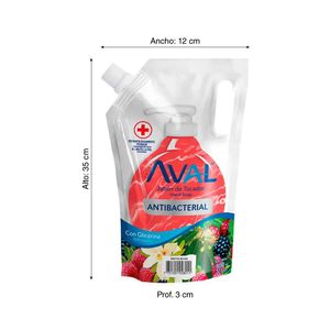 COMBO Jabón líquido antibacterial Frutos Rojos 800ml Aval + Jabón líquido antibacterial Frutos rojos 400ml Aval