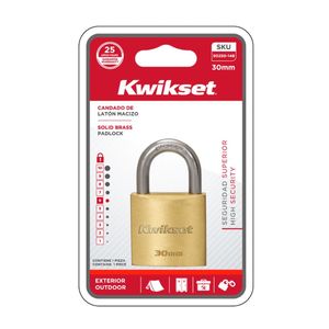 Candado Cobre Sólido 30mm con Grillete Kwikset