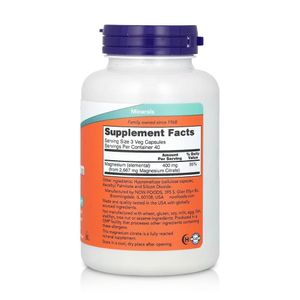 Citrato de Magnesio 400mg (120 cápsulas) – NOW Foods