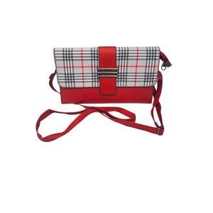 Cartera Tarjetera Larga de Cuadros Roja