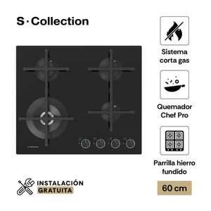 Cocina Encimera Empotrable Sole Scollection Pureblack a Gas Smart 60cm
