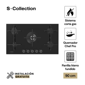 Cocina Encimera Empotrable Sole Scollection Pureblack a Gas Smart 90cm