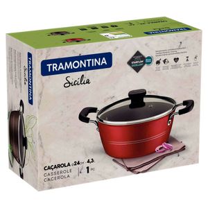 Olla Tramontina Sicilia 24 cm Roja – Aluminio Antiadherente 20402/724