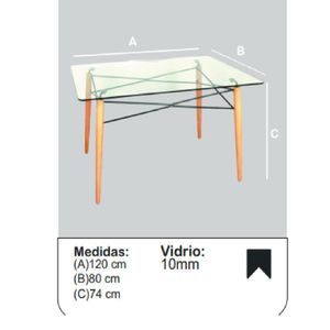 Mesa de Comedor Viki con Vidrio TU MESITA