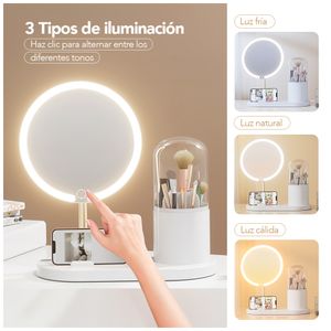 Espejo LED con Organizador BL Y14 Y Limpiador de Brochas BL S52