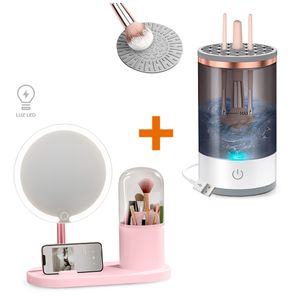 Espejo LED con Organizador RS Y14 Y Limpiador de Brochas NG S52