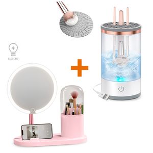 Espejo LED con Organizador RS Y14 Y Limpiador de Brochas BL S52
