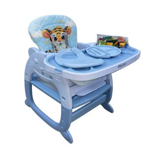 SILLA DE COMER PARA BEBE 3 EN 1 PREMIUN CELESTE CON ACCESORIOS