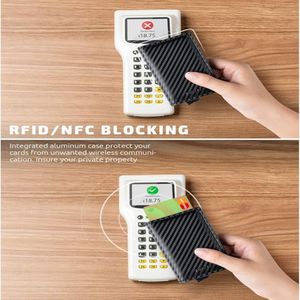 VULKIT Tarjetero automático de cuero con bloqueo RFID