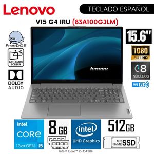 Laptop Lenovo V15 G4 IRU Intel Core i5-13420H 8GB RAM 512GB SSD 15.6" FHD - 83A100GJLM