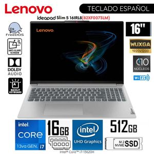 Laptop Lenovo IdeaPad Slim 5 16IRL8 Intel Core i7 13620H 16GB RAM 512GB SSD 16" WUXGA - 82XF0073LM